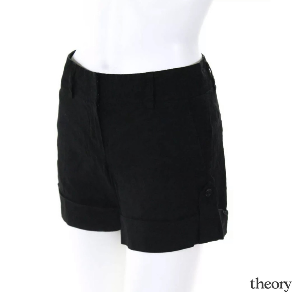 Theory Classic Black Structured Cuffed Shorts - image 2